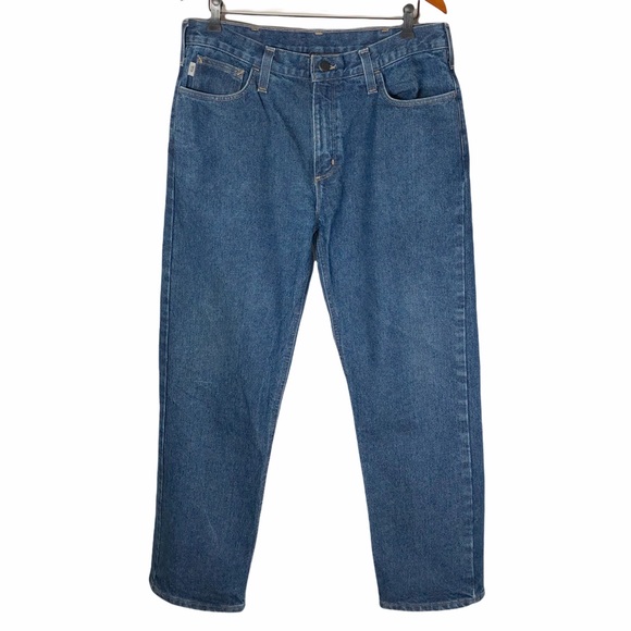 Carhartt Mens Flame Resistant Utility Denim Jeans Relaxed Fit 35 x 30 - Picture 2 of 16